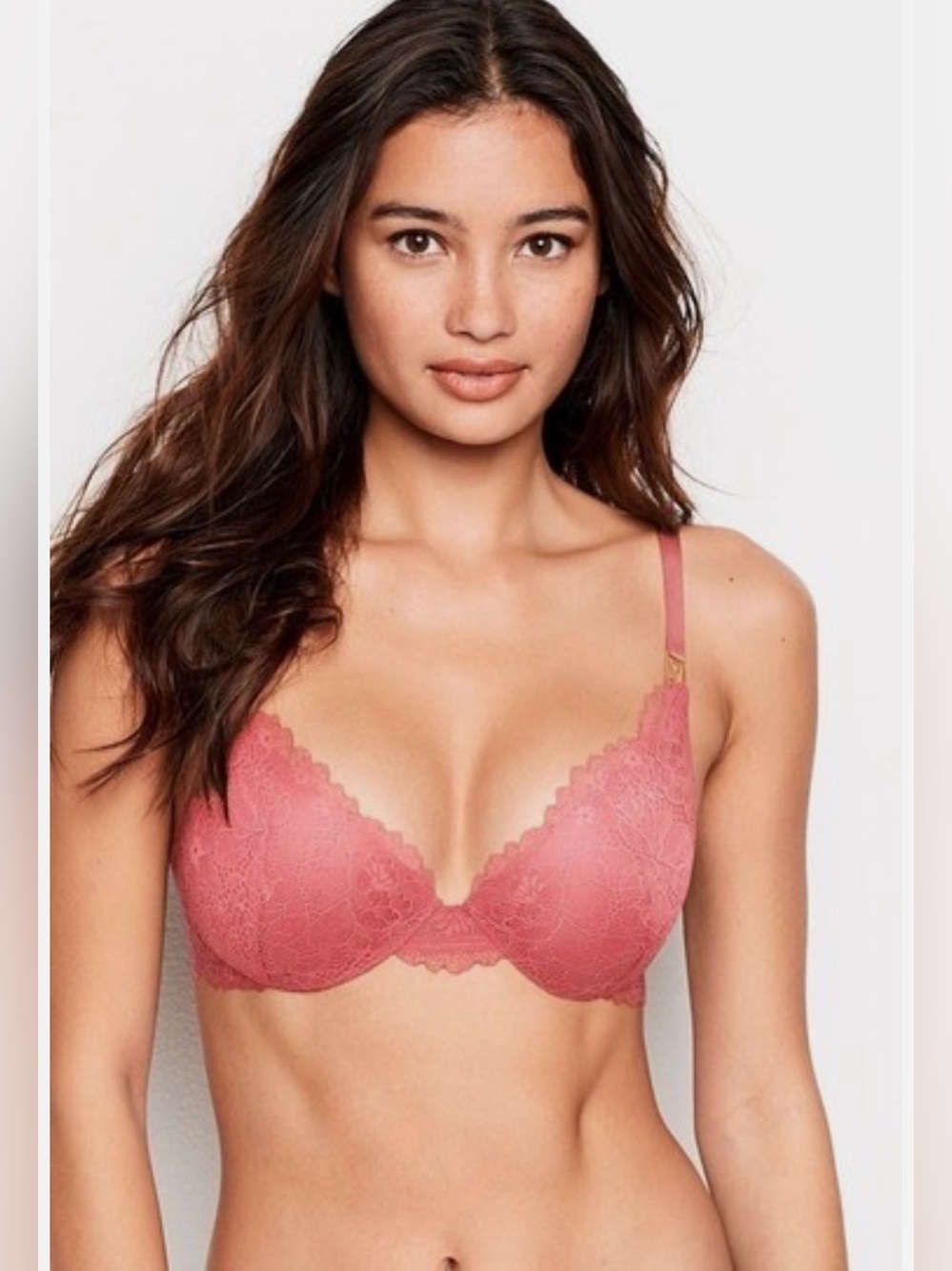 Victoria's Secret Women's Sunset Rose Floral Lace Lined Demi Bra 34DDD